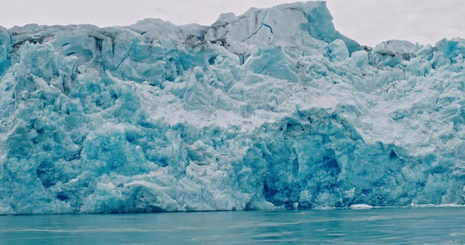 Ice mountains on the coast of the arctic sea
