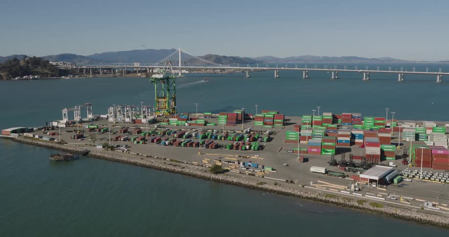 Skyline of a distribution center in an urban city