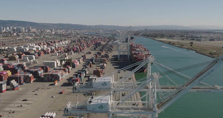 An aerial clip of a cargo duckyard