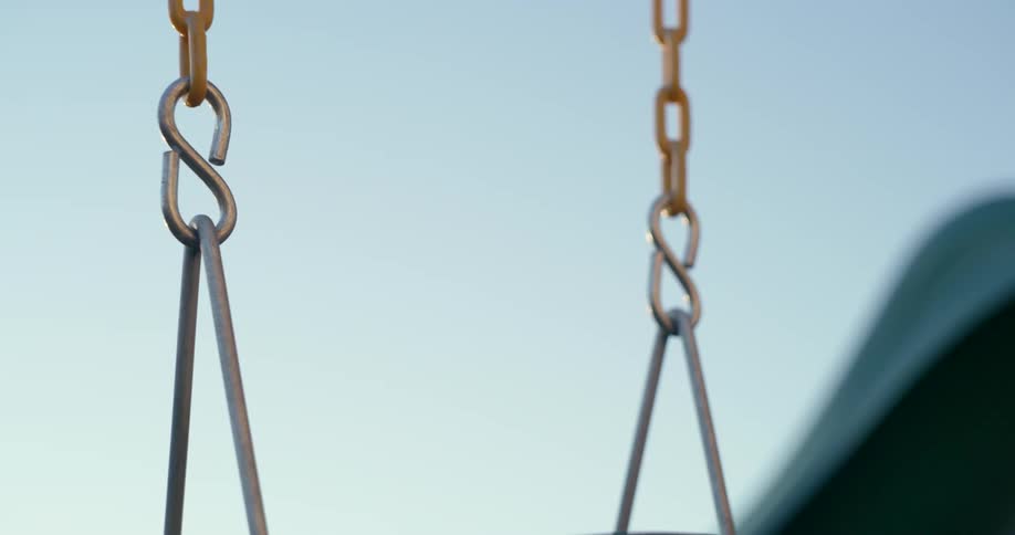 The sing is hanging in the empty playground
