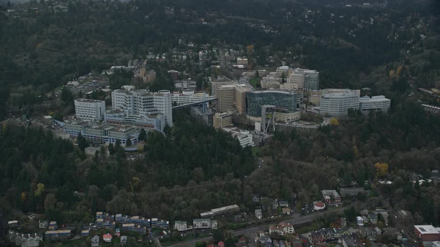 Aerial view of buildings in the city hills