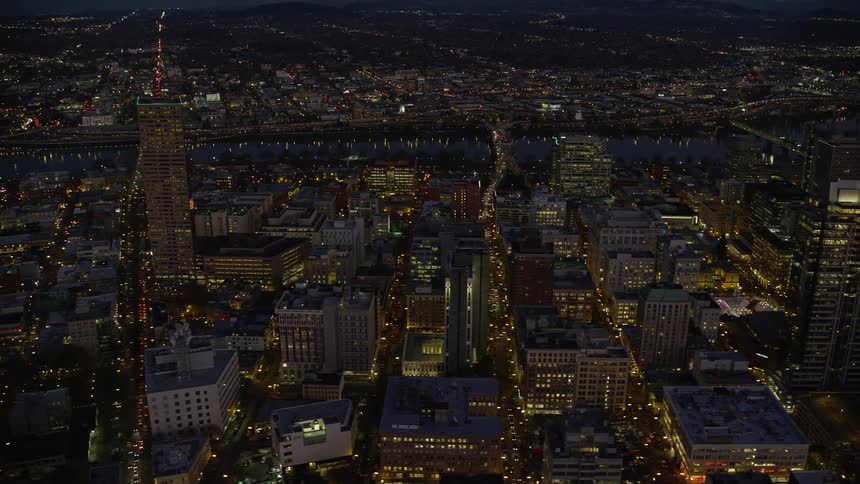 A night aerial clip of the city