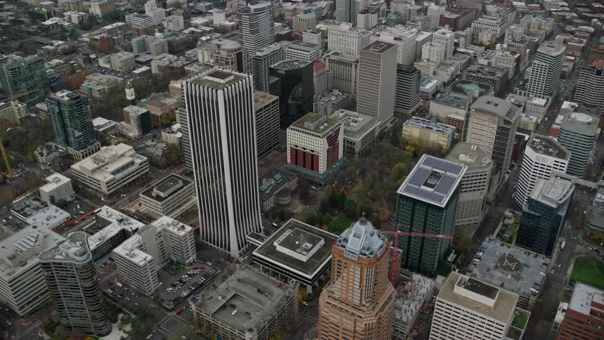 Aerial view of skyscrapers in the city