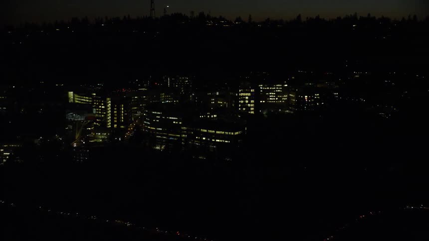 Night panorama of a metropolis with lights from the buildings