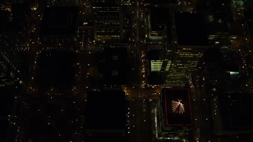 Aerial view of illuminated city streets
