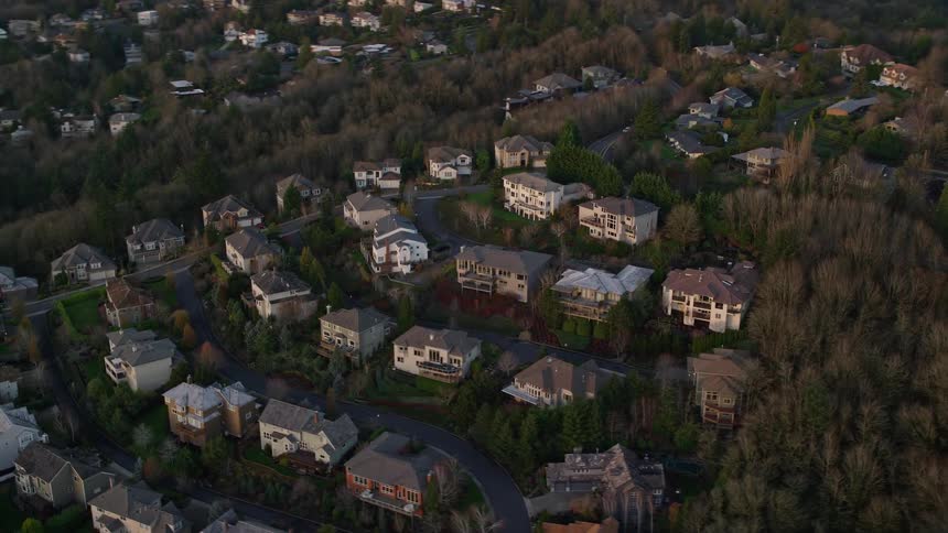 Aerial view of a suburb in the hills