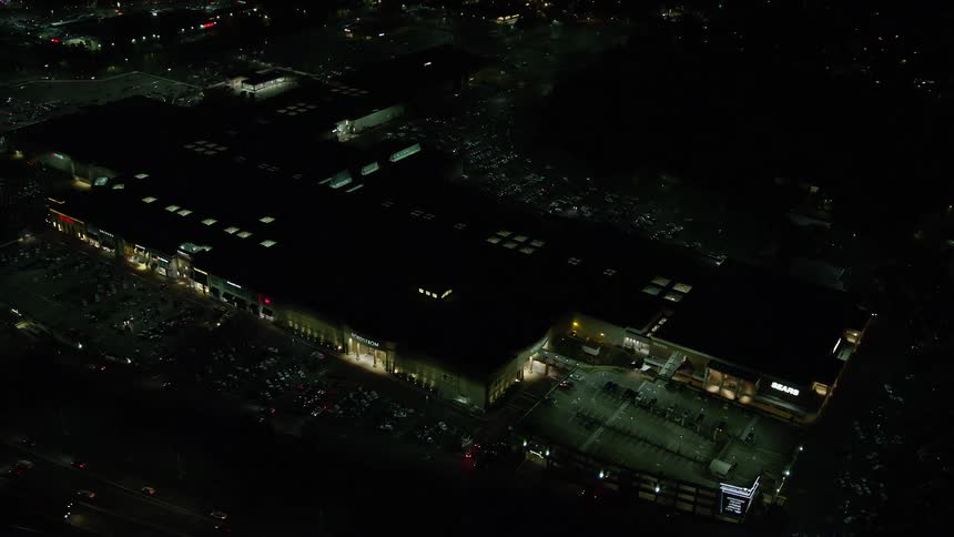 Traffic runs through the city at night