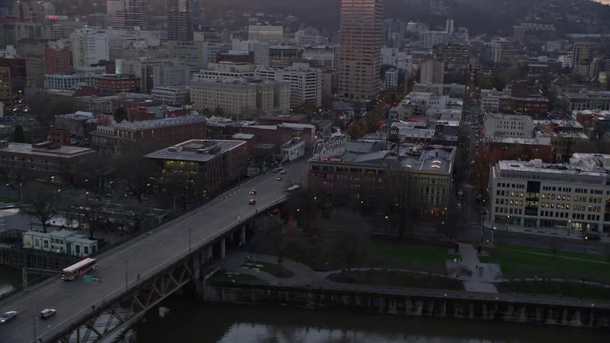 An aerial clip of a metropolis closer to the sea