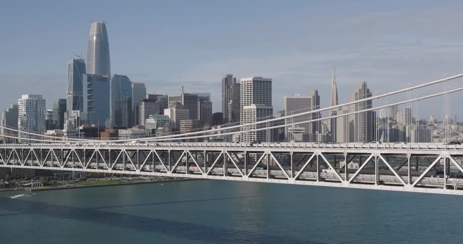 Aerial view of the san francisco oakland bay bridge