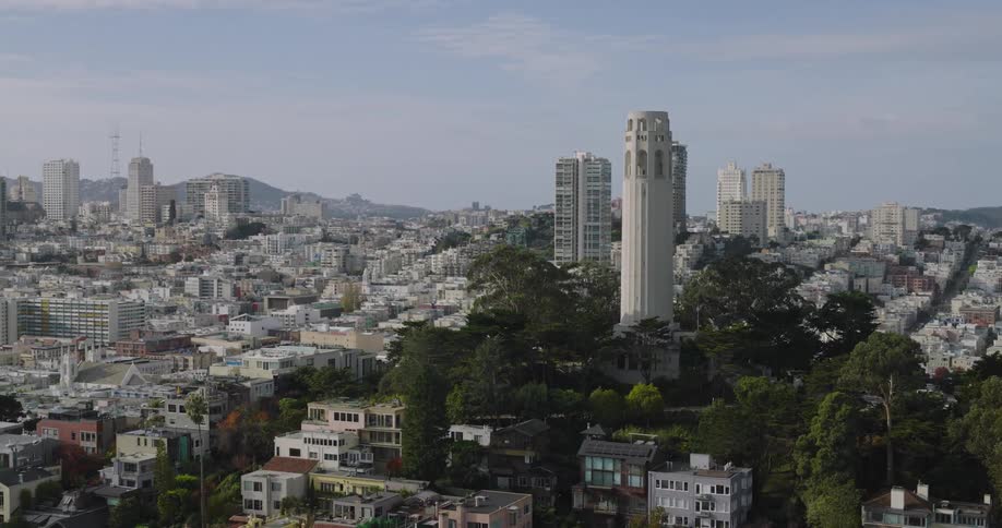 Aerial view of the coit tower in san francisco