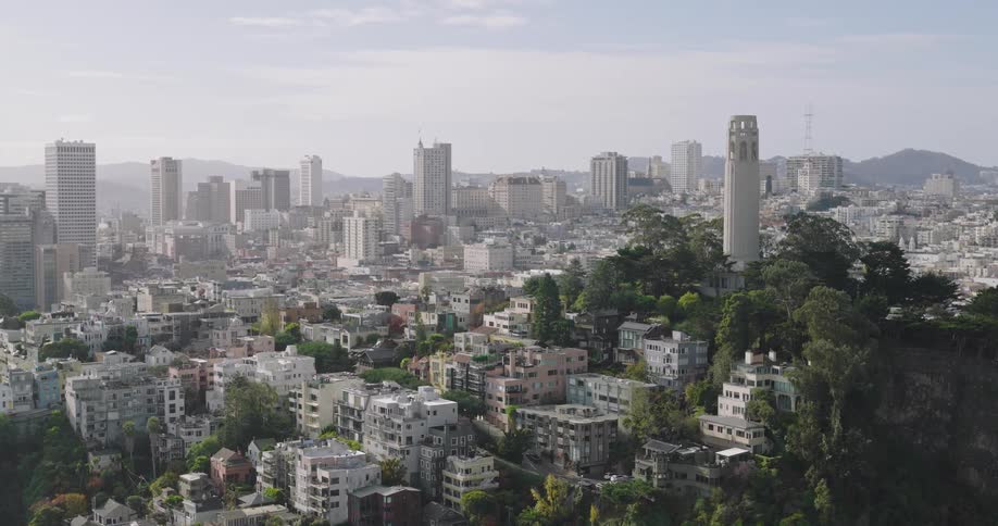 City skyline of an urban area at midday