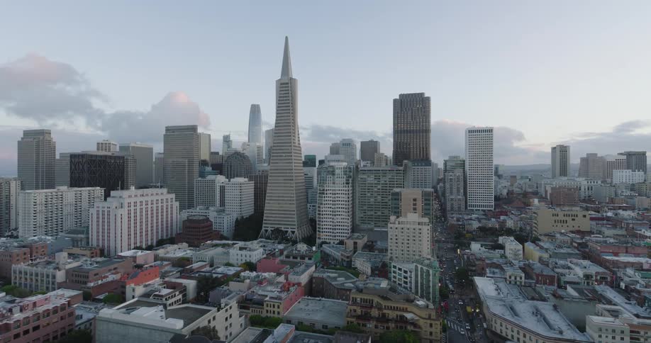 Panorama of a metropolis with skyscrapers in the morning