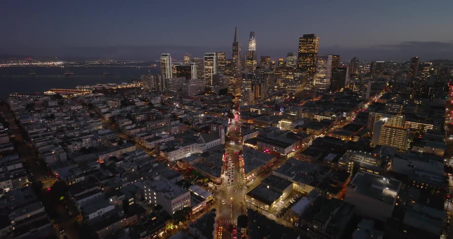 Aerial view of san francisco at night