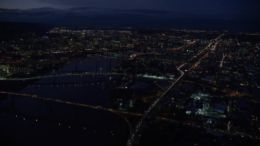 The city is full of heavy traffic at night