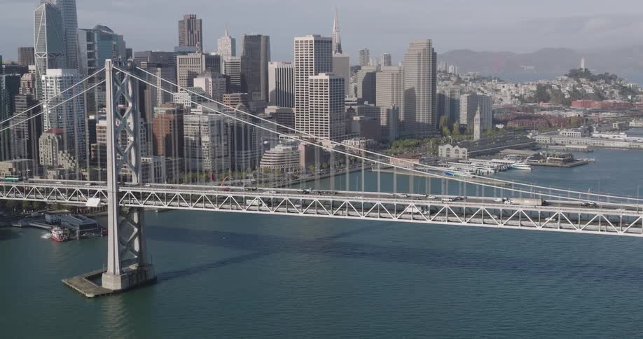 Aerial view of the san francisco oakland bay bridge