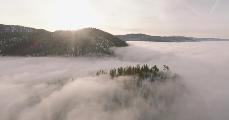 Low clouds over the mountains at morning