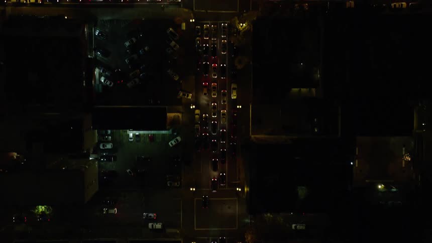 Aerial view of intersections in the city at night