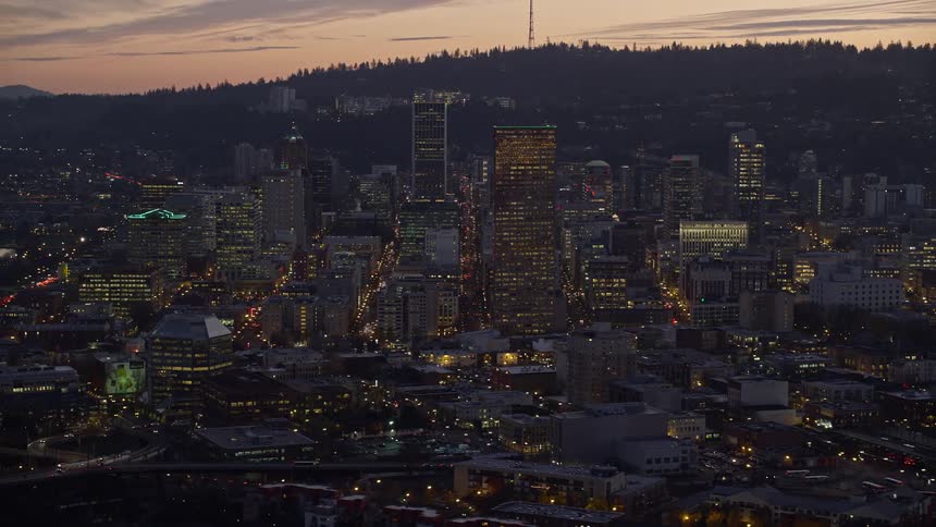 Panorama of a metropolis in the early evening