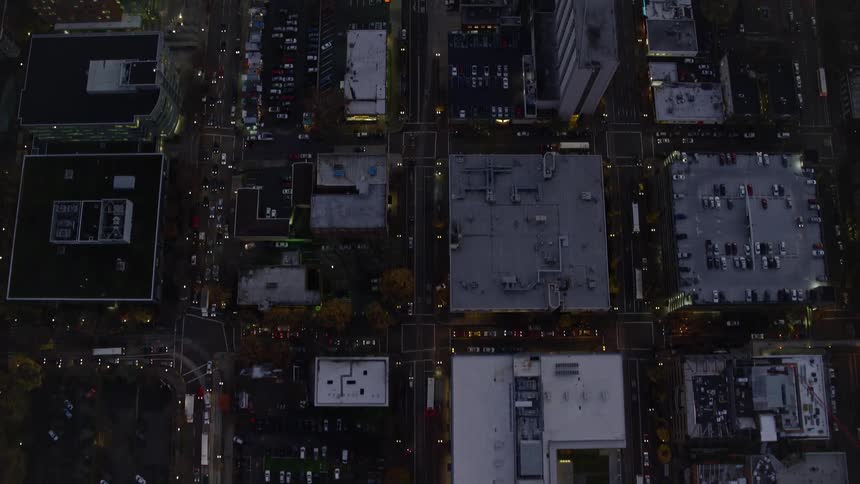 Skyline of a busy urban city during dusk