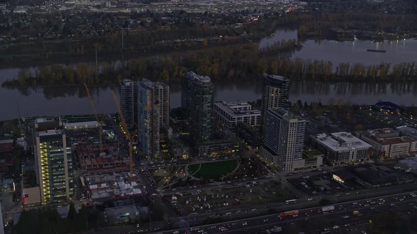 An aerial clip of a metro city