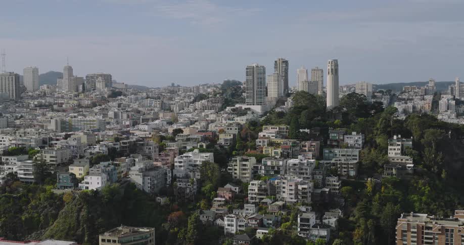 Aerial view of the coit tower in san francisco