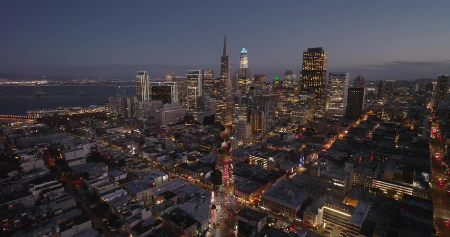 A night aerial clip of a city