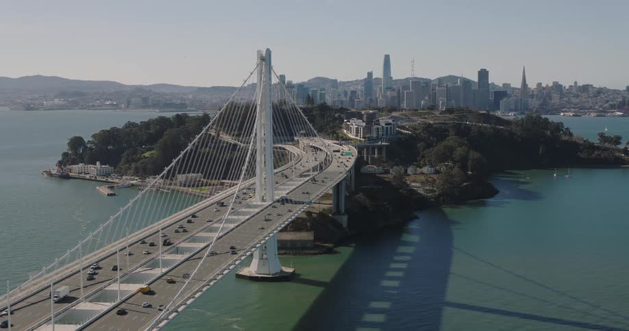 Aerial view of the san francisco oakland bay bridge
