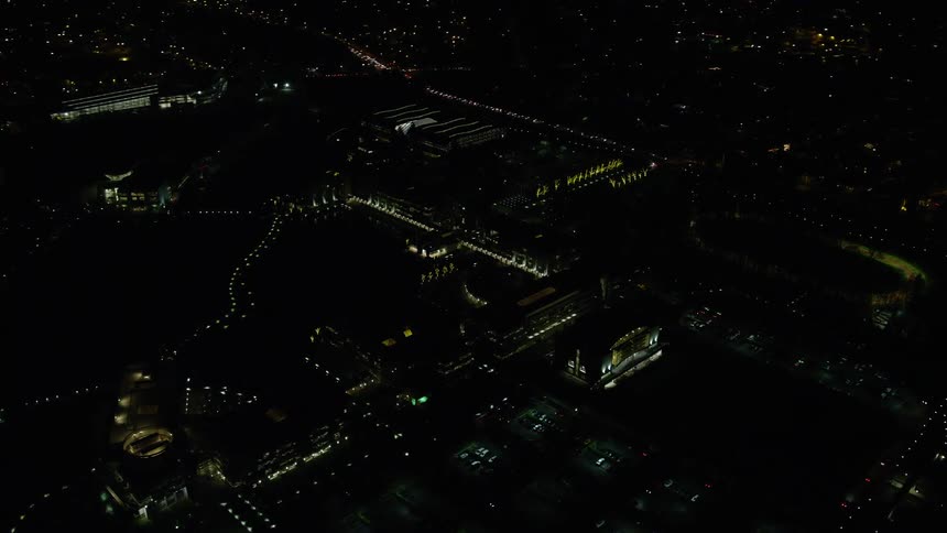Aerial view of city lights at night