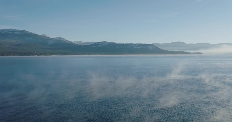 Aerial view of light mist over the ocean
