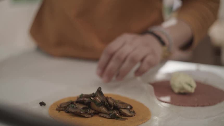Close up of a person cooking at home