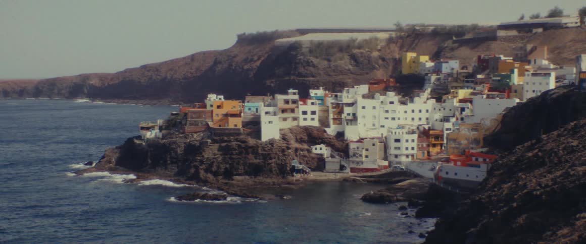Colorful houses in the cliff house hotel in gran canaria