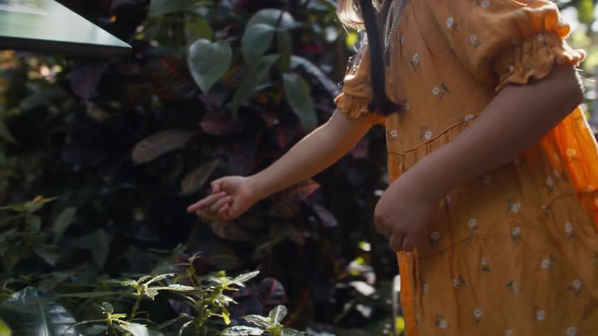A clip of a young girl playing with a butterfly