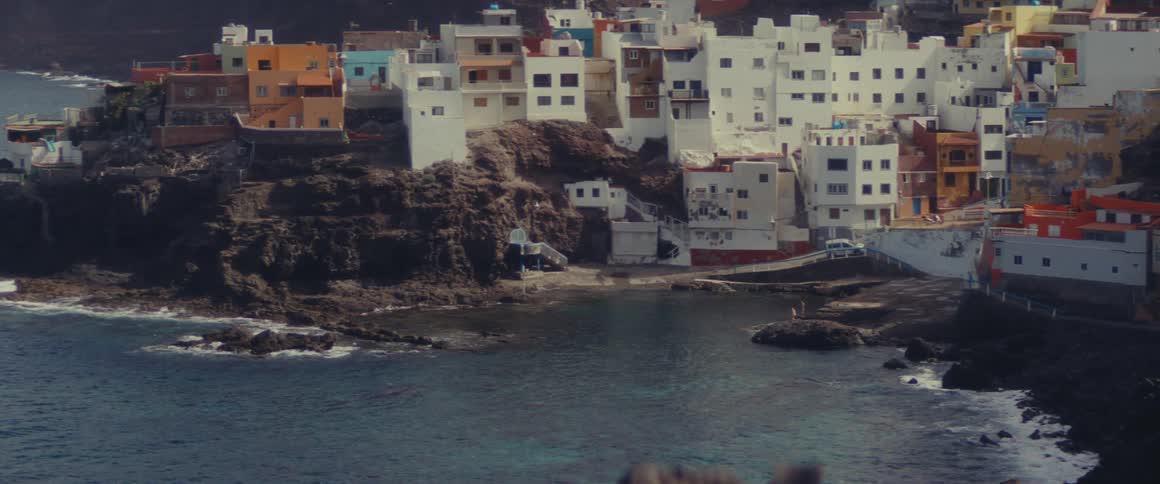 Colorful houses in the cliff house hotel in gran canaria