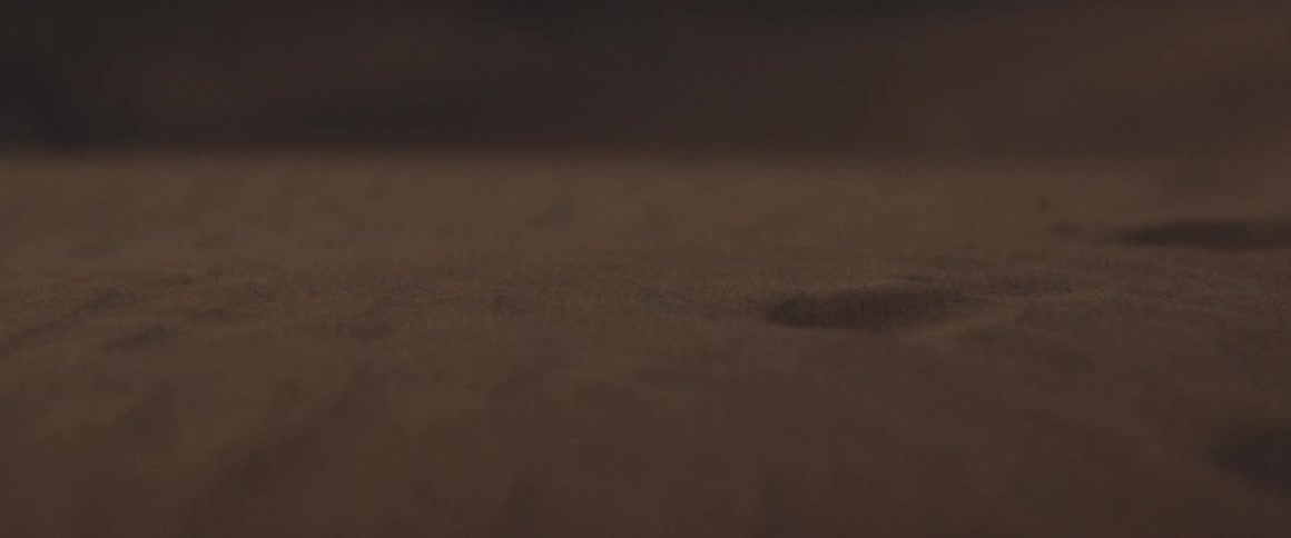Closeup of desert ground with sand blowing