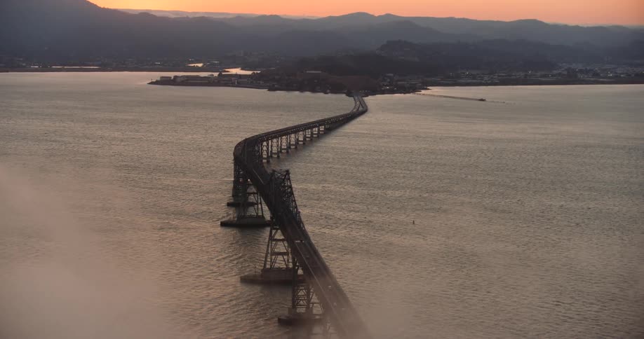 Aerial panorama of the Richmond bridge over the San Francisco Bay