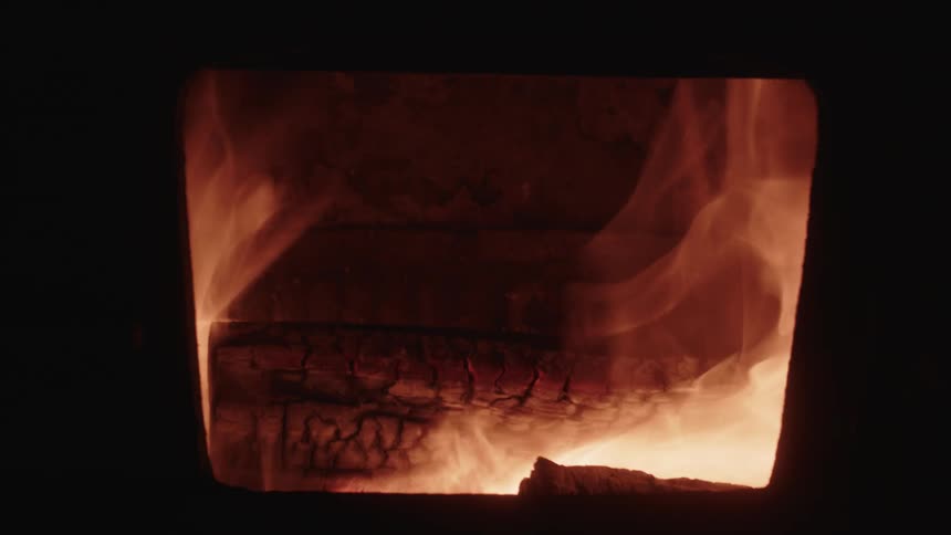 Closeup of a lit campfire