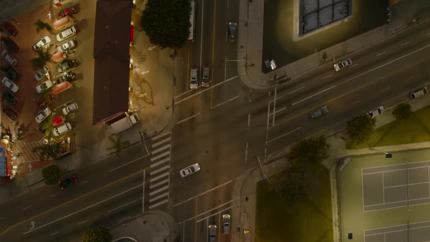 A city street at night