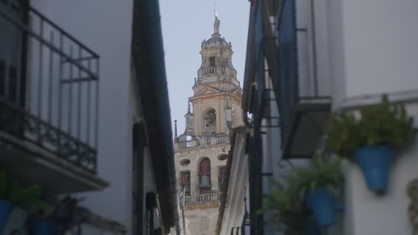 View of a church tower on a cloudy day