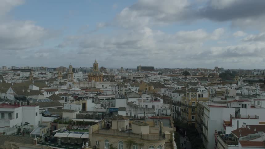 Panorama of a residential city with white buildings and houses
