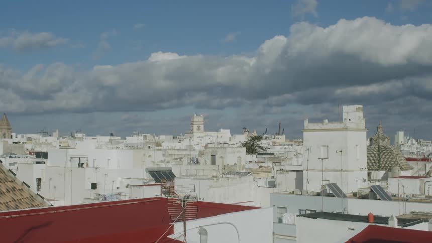 A clip of a suburb with houses painted in white