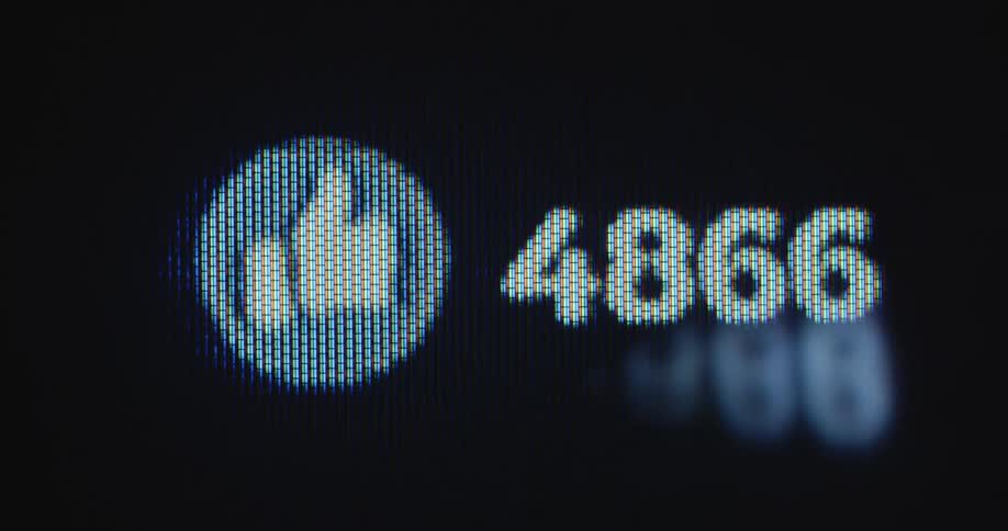 Numbers of likes increasing rapidly on a digital screen symbolizing growth success and great engagement on social media and other online platforms due to great marketing and engaging content