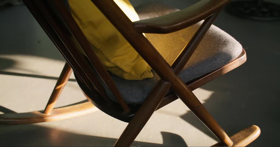 A rocking chair is moving