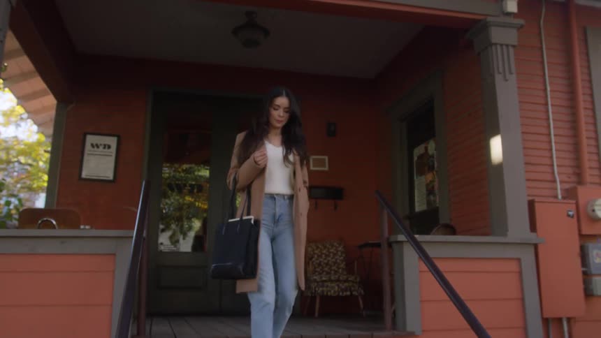 Satisfied customer coming out of a store
