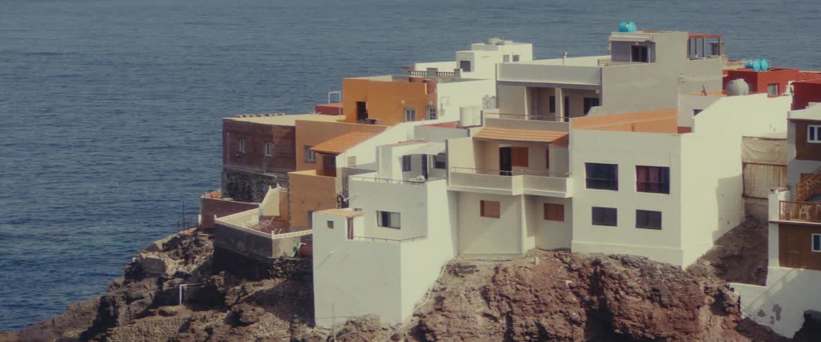 Panorama of residential houses on the coast by the sea