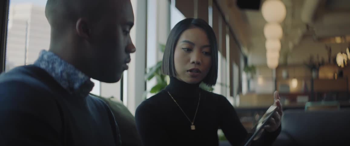 A clip of coworkers having a discussion