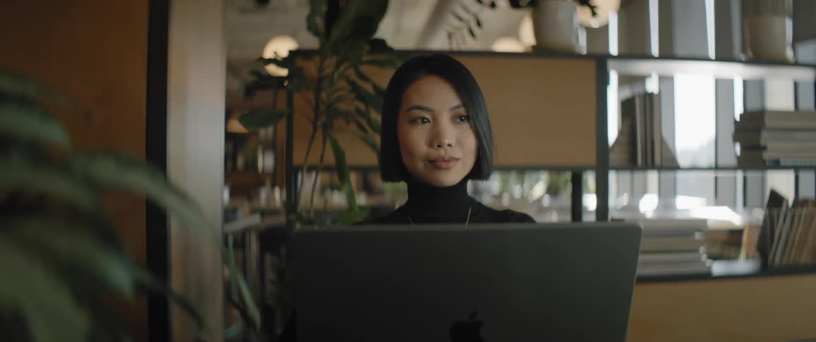 A young woman worked in an office during the day