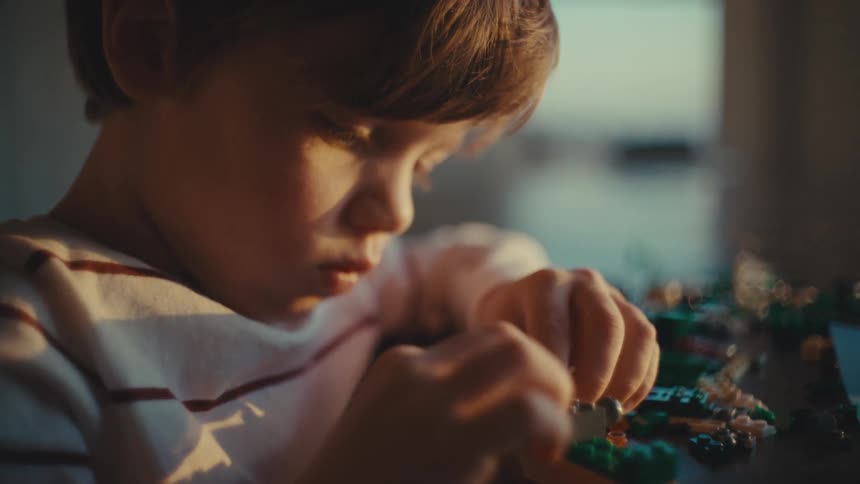 A child is playing at home