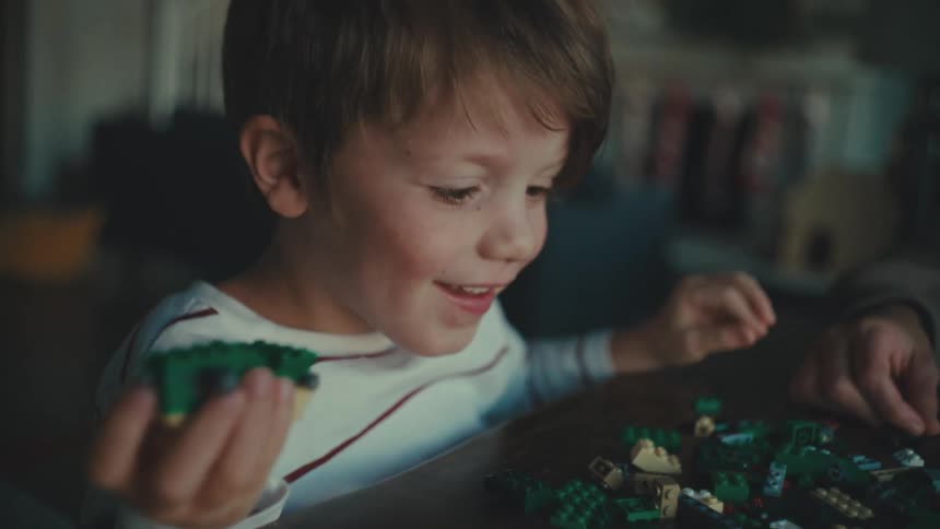 A child plays with legos