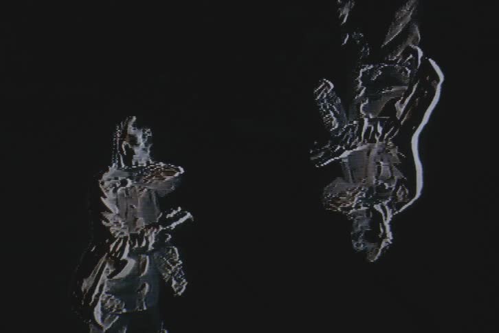 Vhs video distortion footage of a man dancing