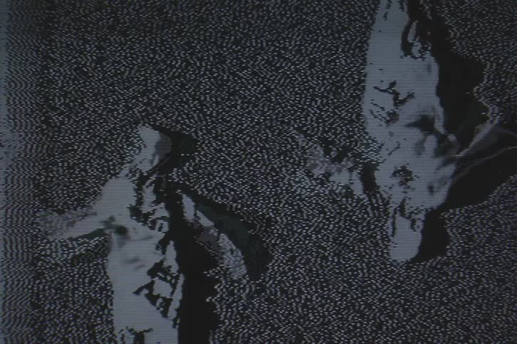 Silhouette of a woman with vhs video distortion